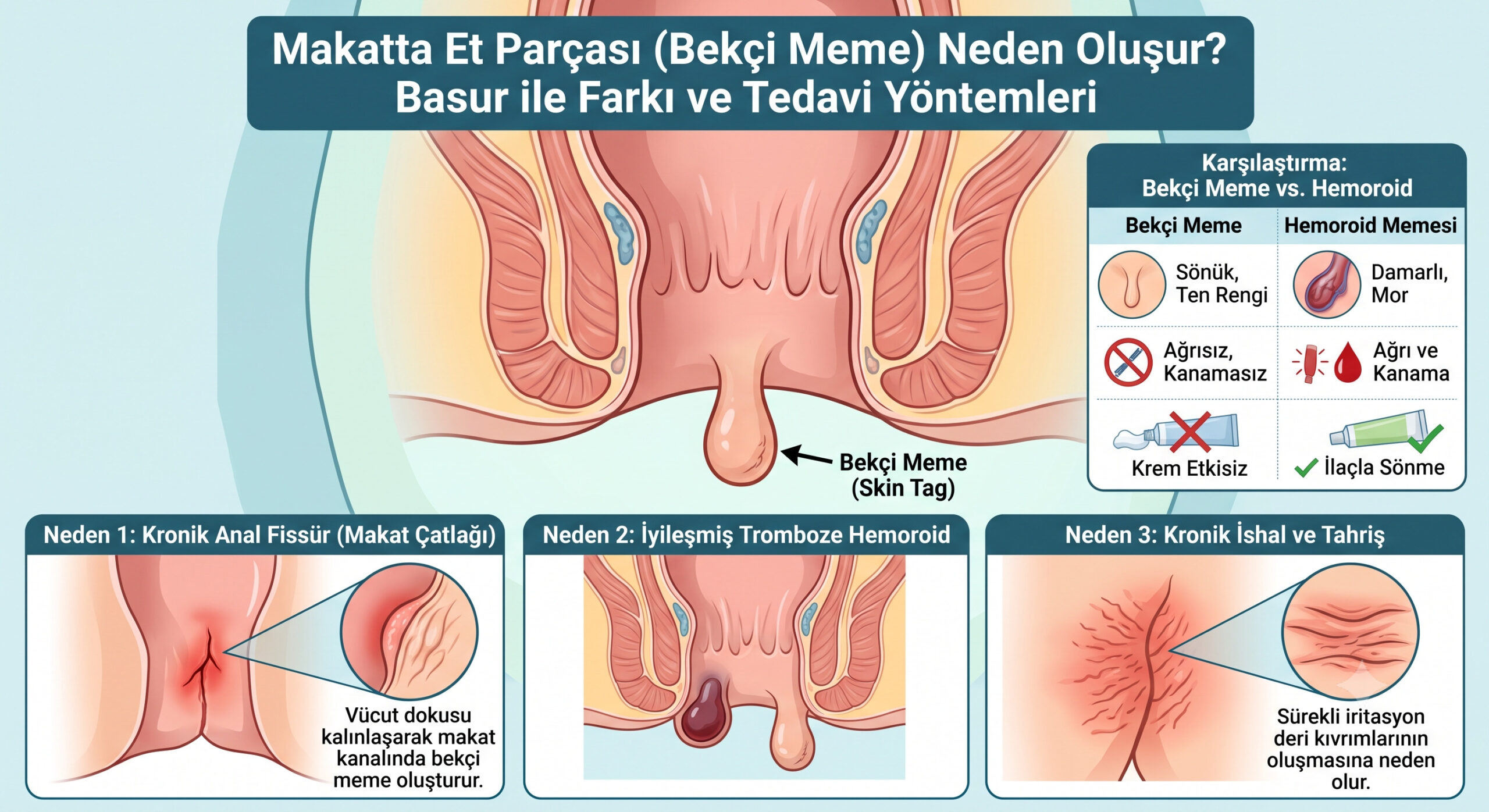 Makatta Et Parçası (Bekçi Meme) Neden Olur? Basur ile Farkı ve Tedavi Yöntemleri